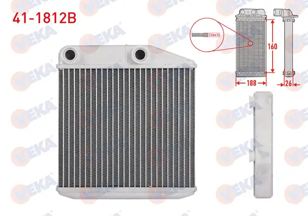 VEKA 41-1812B | Kalorifer Radyatörü Brazing 5 5mm Fin Fiat Linea 323 1 3 Mjt 2007