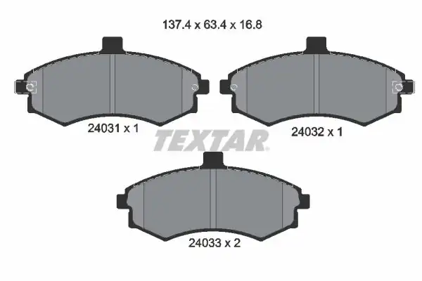 TEXTAR 2403101 | Fren Balatası Elentra Cerato 00 09 Ön