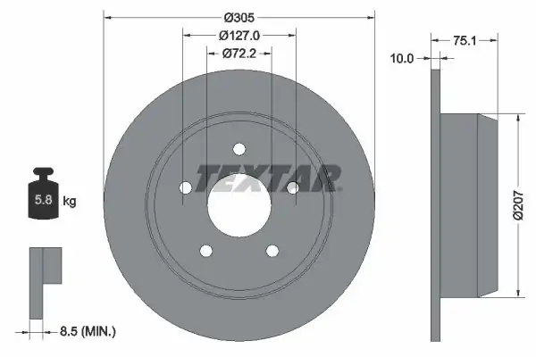 TEXTAR 92113700 | Fren Diski Grand Cherokee 99 05 Arka 2 Adet