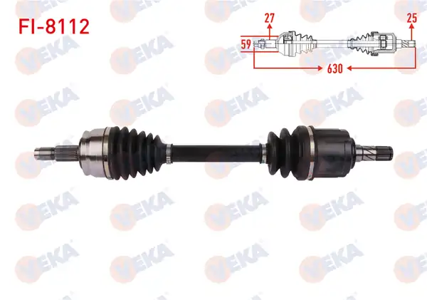 Veka Fi 8112 Komple Aks Sol Ön Uzunluk 630mm Fiat 500 X 1 4 6 A-T 6 M-T 2014 Jeep Renegade 1 4 6 A-T 6 M-T 2014