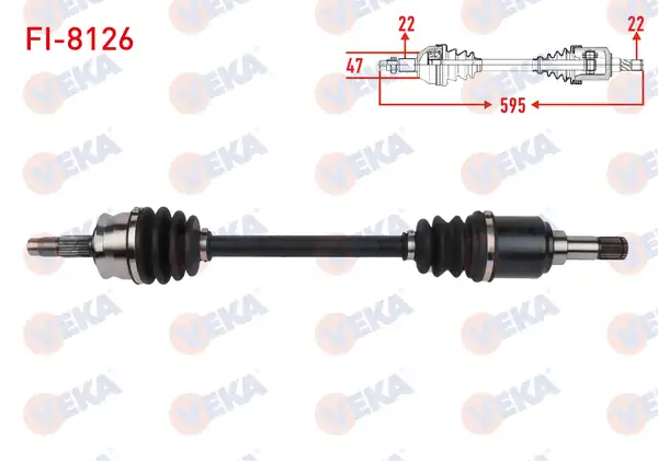Veka Fi 8126 Komple Aks Sol Ön Uzunluk 595mm Fiat Panda 1 2 2003