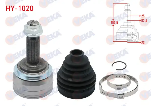 Veka Hy_ 1020 Aks Kafası Sol Sağ Ön Dış 25x23x52 6 Uzunluk 105 5mm Hyundai İ20 1 4 CRDI M T 2015
