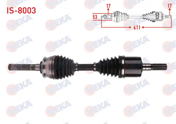 Veka Is 8003 Komple Aks Sol Sağ Ön Uzunluk 611mm Isuzu D Max 2 5 D 3 0 4x4 2007 2012