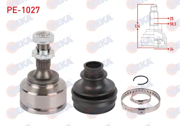 Veka Pe 1027 Aks Kafası Sol Sağ Ön Dış Uzunluk 134mm P307 1 6 A T
