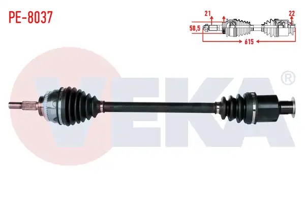 Veka Pe 8037 Komple Aks Sol Ön Peugeot 106 İ 1 4 Uzunluk 615mm 1991 1996