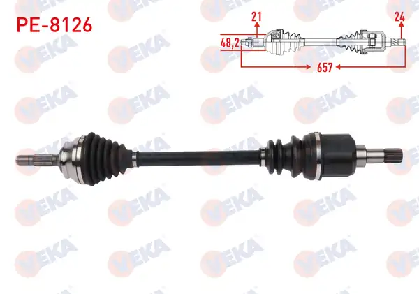 Veka Pe 8126 Komple Aks Sol Ön Uzunluk 657mm Peugeot 301 1 6 Hdi M T 2012 Citroen C Elysee 1 5 Bluehdi M T 2018
