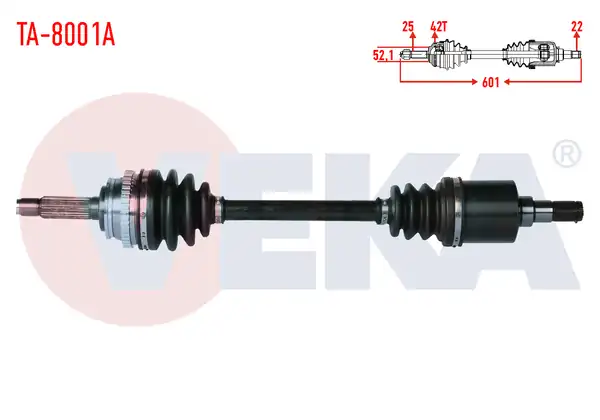 Veka Ta 8001a Komple Aks Sol Ön Tata İndigo 4_v2 1 4 CRDI Turbo ABS li 42 Dış Uzunluk 601mm 2003