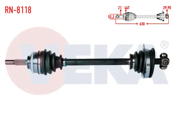 Veka RN 8118 Komple Aks Sol Ön Renault Clio II Bb0 1 2 Cb0 1 2 1 5 dCi ABS li 44 Dış Yaylı Tip Uzunluk 630 mm 1998 2005