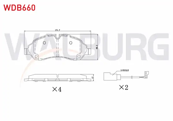 WALBURG WDB660 | Fren Balata Fişli Ön Ford Transit V363 V710 Çift Teker 2 2 TDCI 17 00mm 2014