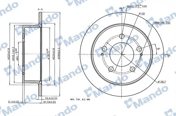 MANDO MBC030042 | Ssangyong Actyon-Kyron-Rexton Arka Fren Diski (Eski Kod:Mbc030060)