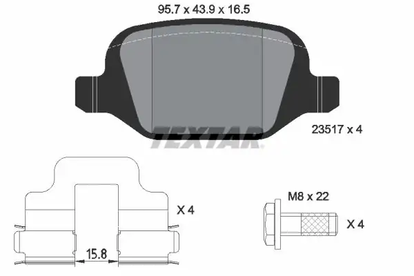 TEXTAR 2351703 | Fren Balatası Fiat Linea Alfa Romeo 147 156 Arka