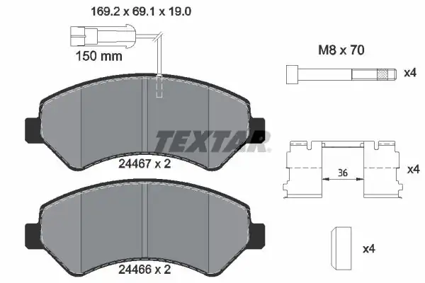 TEXTAR 2446701 | Fren Balatası Peugeot Boxer III Citroen Jumper III Fiat Ducato 06 16 Jant Ön