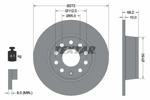 TEXTAR 92300003 | Fren Diski VW Karoq Q2 Arka 2017 272x10 2 Adet