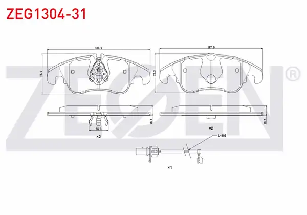 ZEGEN ZEG1304-31 | Fren Balata Ön Fişli A4 8k2 B8 2 0 TFSI