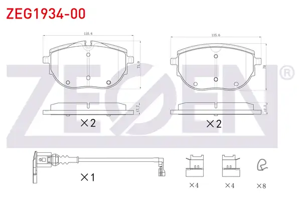 ZEGEN ZEG1934-00 | Fren Balata Ön Fişli Volkswagen Transporter VI 2 0 TDI 2018