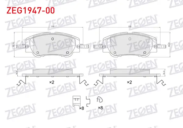 ZEGEN ZEG1947-00 | Fren Balata Ön Peugeot 208 II 2019 2008 II 2019 Citroen C4 III 2020 C4 X 2022