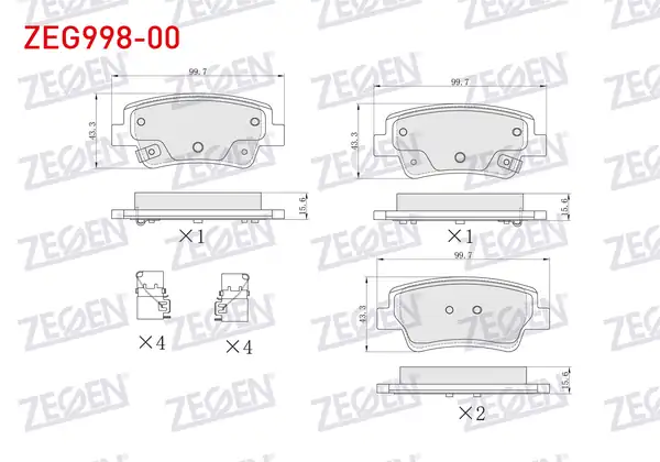 ZEGEN ZEG998-00 | Fren Balata Arka Ikazlı Hyundai Elantra 2021 İ20 İ30 2021