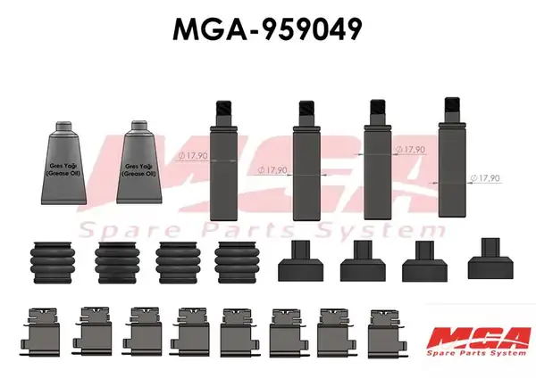 MGA 959049 | Kaliper Burç Tamir Tk Saclı Ön Arka Renault Master III Opel Movano 2 Teker Full Set
