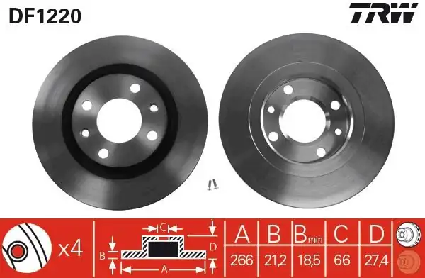 TRW DF1220 | Ön Fren Disk Aynası Hava Soğutmalı Partner Berlingo 03 1 4i 1 8d 1 9d P306 Xsara Zx Xantia 1 Adet