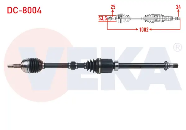 VEKA DC-8004 | Komple Aks Sağ On Uzunluk 1002mm Dacia Duster 1.5 DCI A-T 2017 -