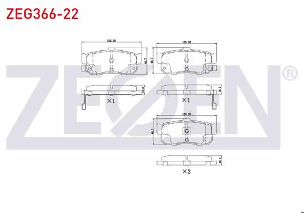 ZEGEN ZEG366-22 | Fren Balata Arka Ikazlı Nissan Almera I