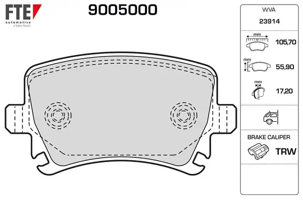 FTE 9005000 | Arka Fren Balatası Caddy Golf Jetta Passat Touran A3 A4 A6