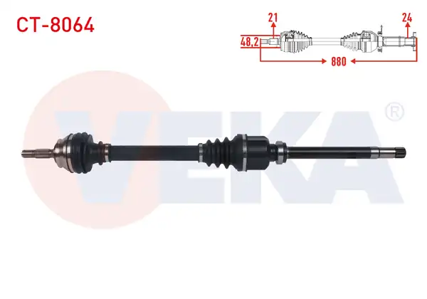 Veka Ct 8064 Komple Aks Sağ Ön Uzunluk 880mm Citroen C4 Cactus 1 2 Thp A T 1 6 Blue Hdi A T 2014