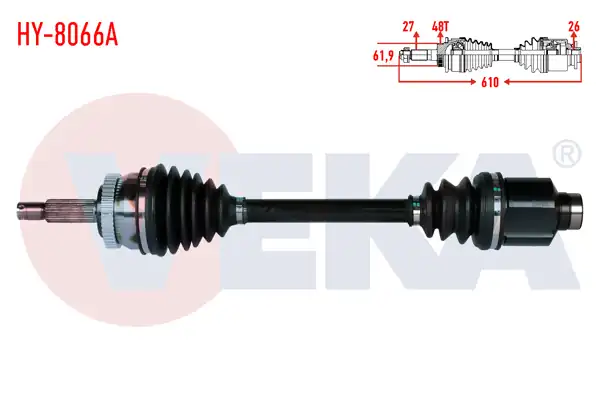 VEKA HY-8066A | Komple Aks Sağ On Hyundai Tucson (Jm) 2.0 CRDI ABS li 48 Dıs A-T Uzunluk 610mm 2004-2010