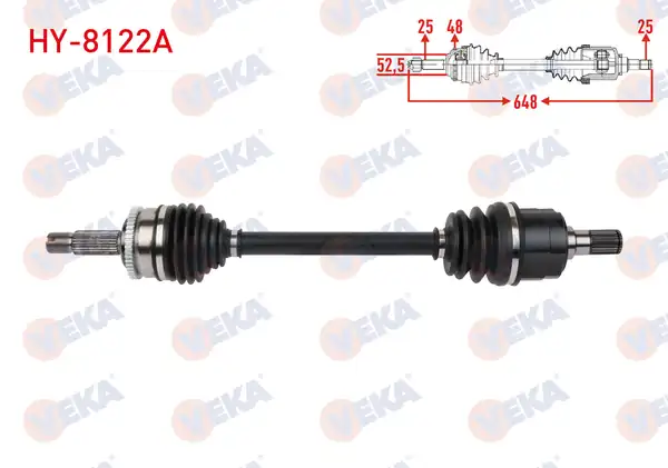 Veka Hy_ 8122a Komple Aks Sol Ön Uzunluk 648mm ABS li 48 Dış Hyundai İ10 1 0 M T 2013