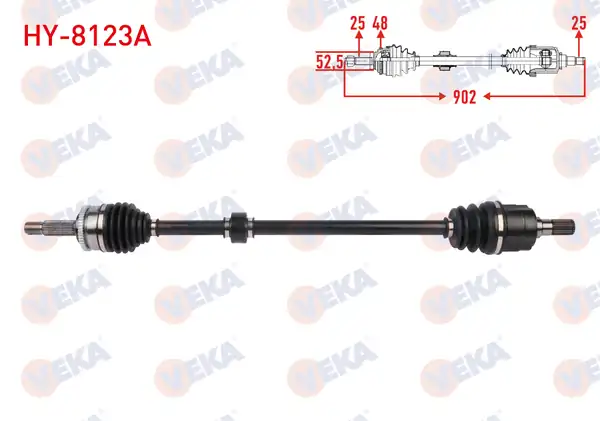 Veka Hy_ 8123a Komple Aks Sağ Ön Uzunluk 902mm ABS li 48 Dış Hyundai İ10 1 0 M T 2013