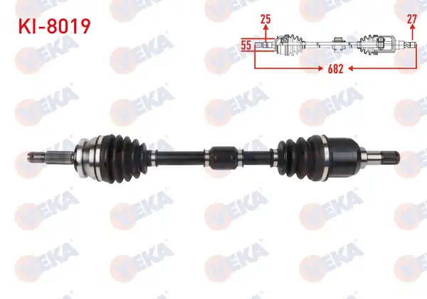 Veka Ki 8019 Komple Aks Sol Ön Uzunluk 682mm Kia Stonıc 1 0 T GDI 7 Dct 2017
