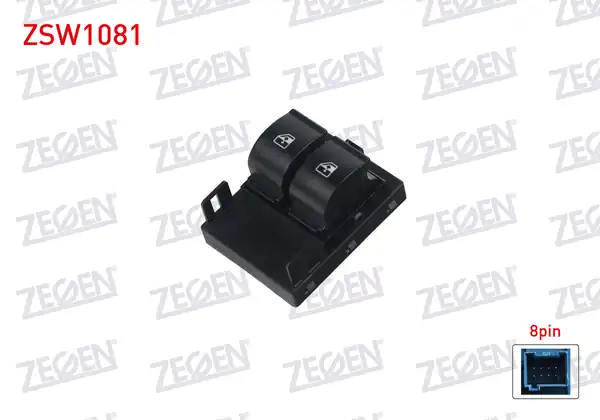 ZEGEN ZSW1081 | Cam Açma Anahtarı Çiftli Turuncu Işık Mavi Soket 8 Pin Fiorino Doblo Nemo Bipper 2007 Combo D 2012