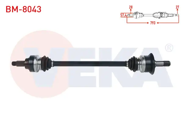 Veka Bm 8043 Komple Aks Sağ Arka Uzunluk 793mm Bmw 116i 118i F20 F21 2010 316i 320i F30 2011