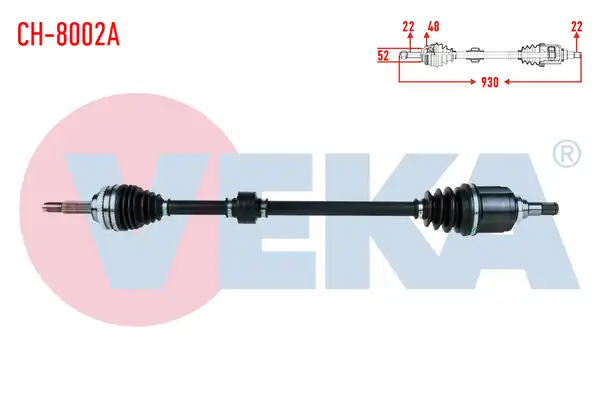 Veka Ch. 8002a Komple Aks Sağ Ön Chevrolet Kalos T200 1 4 A T ABS li 48 Dış Uzunluk 930mm 2003 2008