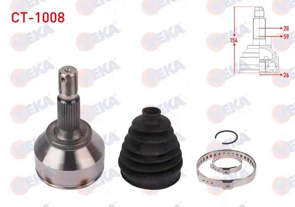 Veka Ct 1008 Aks Kafası Sol Sağ Ön Dış Uzunluk 154mm Citroen C5 III Rd 2 0 Hdi A T 2008 2015