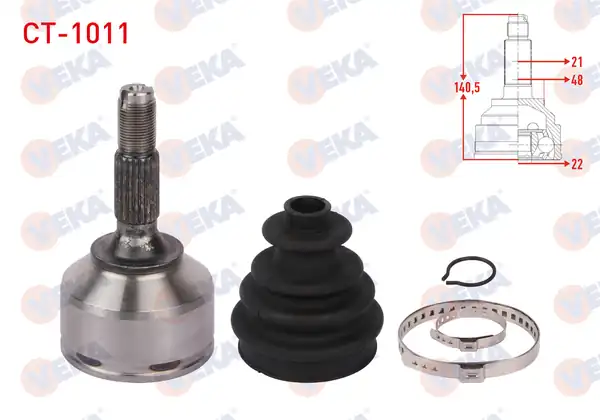 Veka Ct 1011 Aks Kafası Sol Sağ Ön Dış Uzunluk 140 5mm Citroen C2