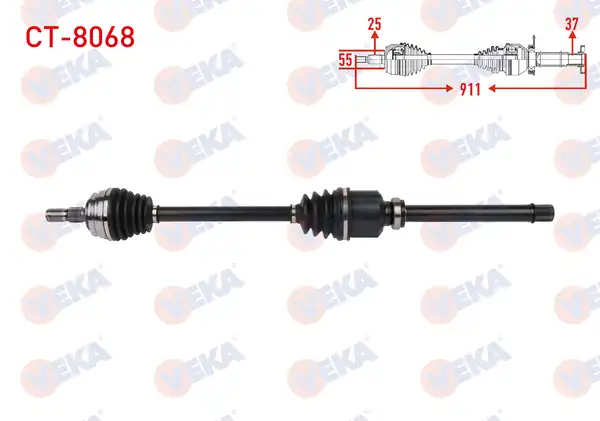 Veka Ct 8068 Komple Aks Ön Sağ Uzunluk 911mm Citroen C4x 2022 Ds 3 Ds 3 Crossback 1 2 Puretech 1 5 Bluehdi A T 2018