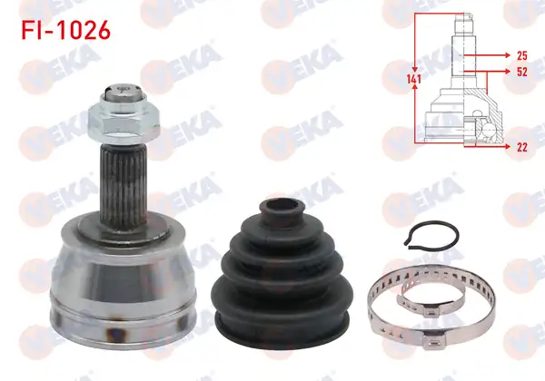 Veka Fi 1026 Aks Kafası Sol Sağ Ön Dış Fiat Marea 185 1 6i 16v 100 PS 25x22x52 Uzunluk 141 4 mm 1996 2007