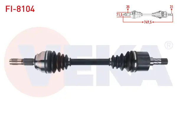 Veka Fi 8104 Komple Aks Sol Ön Uzunluk 749 5mm Fiat Ducato