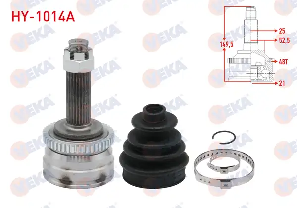 Veka Hy_ 1014a Aks Kafası Sol Sağ Ön Dış Hyundai İ20 Pb Pbt 1 4 M T ABS li 48 Dış 25x21x52 5 Uzunluk 149 5mm 2008 2015