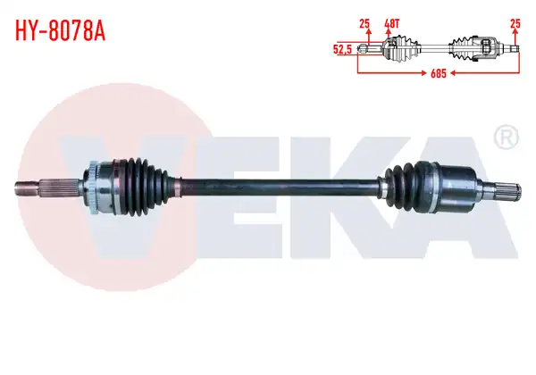 Veka Hy_ 8078a Komple Aks Sol Ön Hyundai İ20 Gb 1 2 ABS li 48 Dış Uzunluk 685mm 2015