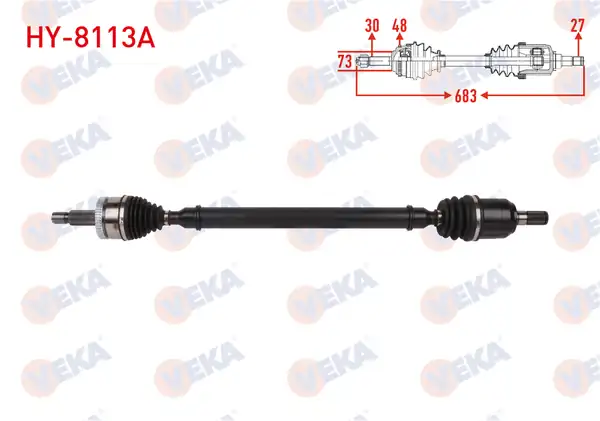 Veka Hy_ 8113a Komple Aks Sağ Ön ABS li 48 Dış Uzunluk 967mm Hyundai Tucson 1 6 GDI A T 2015 2020