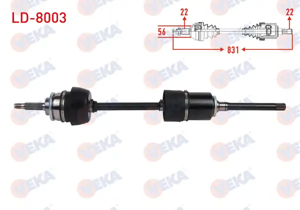 Veka Ld 8003 Komple Aks Sağ Ön Uzunluk 831mm Lada Niva 1 7 M T 1990 2010