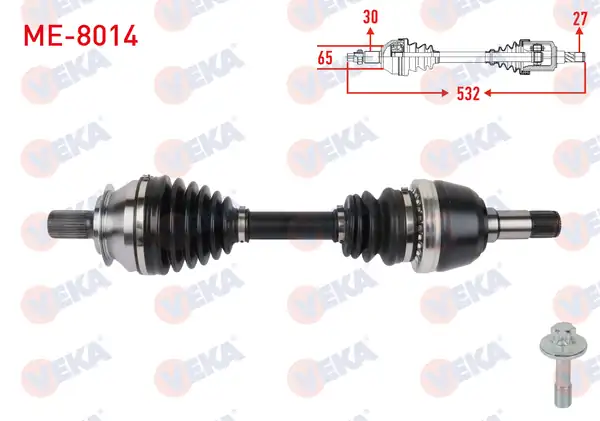 Veka Me 8014 Komple Aks Sol Ön Uzunluk 532mm Mercedes A Serisi