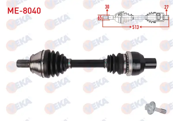 Veka Me 8040 Komple Aks Sağ Ön Uzunluk 531mm Mercedes CLA C118 CLA 180 CLA 200 2019