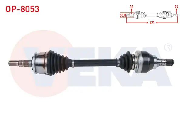 Veka Op 8053 Komple Aks Sol Onuzunluk 621mm Opel Astra K 1 4 Turbo 1 6 CDTI M T 2015