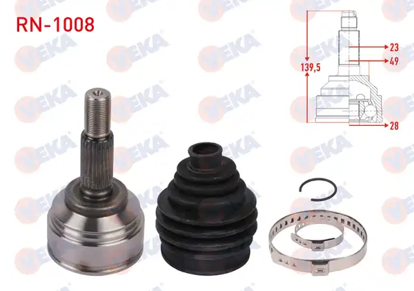 Veka RN 1008 Aks Kafası Sol Sağ Ön Dış Uzunluk 139 5mm Renault Clio IV 1 2 16v 2012 Dacia Logan II Sandero II 1 0 Sce 6 M T 2016