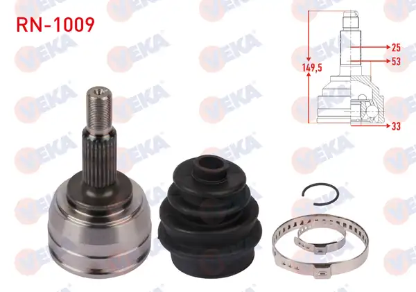 Veka RN 1009 Aks Kafası Sol Sağ Ön Dış Uzunluk 149 5mm Renault Megane II Bm0 1 Cm0 1 1 5 dCi M T 6 Vites 2002 2008