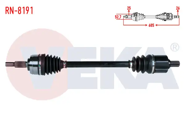 Veka RN 8191 Komple Aks Sol Ön Renault Fluence L30 1 6 16v A T Uzunluk 685mm 2009