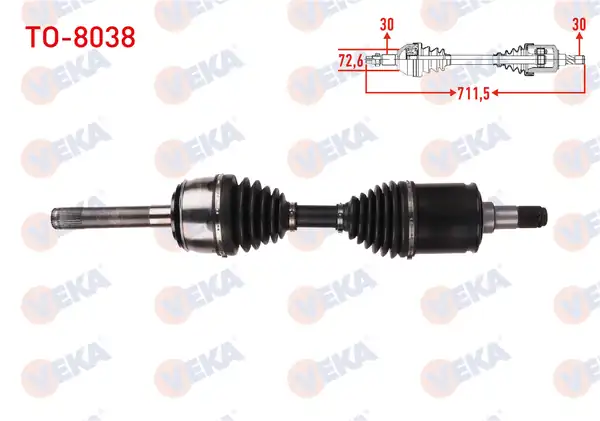 Veka To 8038 Komple Aks Sağ Sol Ön Uzunluk 711 5mm Toyota Land Cruiser J1 4 7 A T 1998 2007